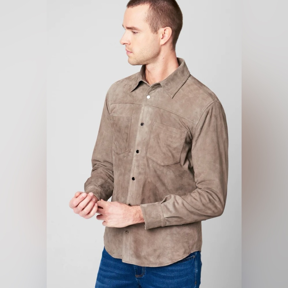 BlankNYC Men's Goat Skin Leather Shirt Jacket Real Suede 100% SZ Large Shacket - Picture 11 of 11